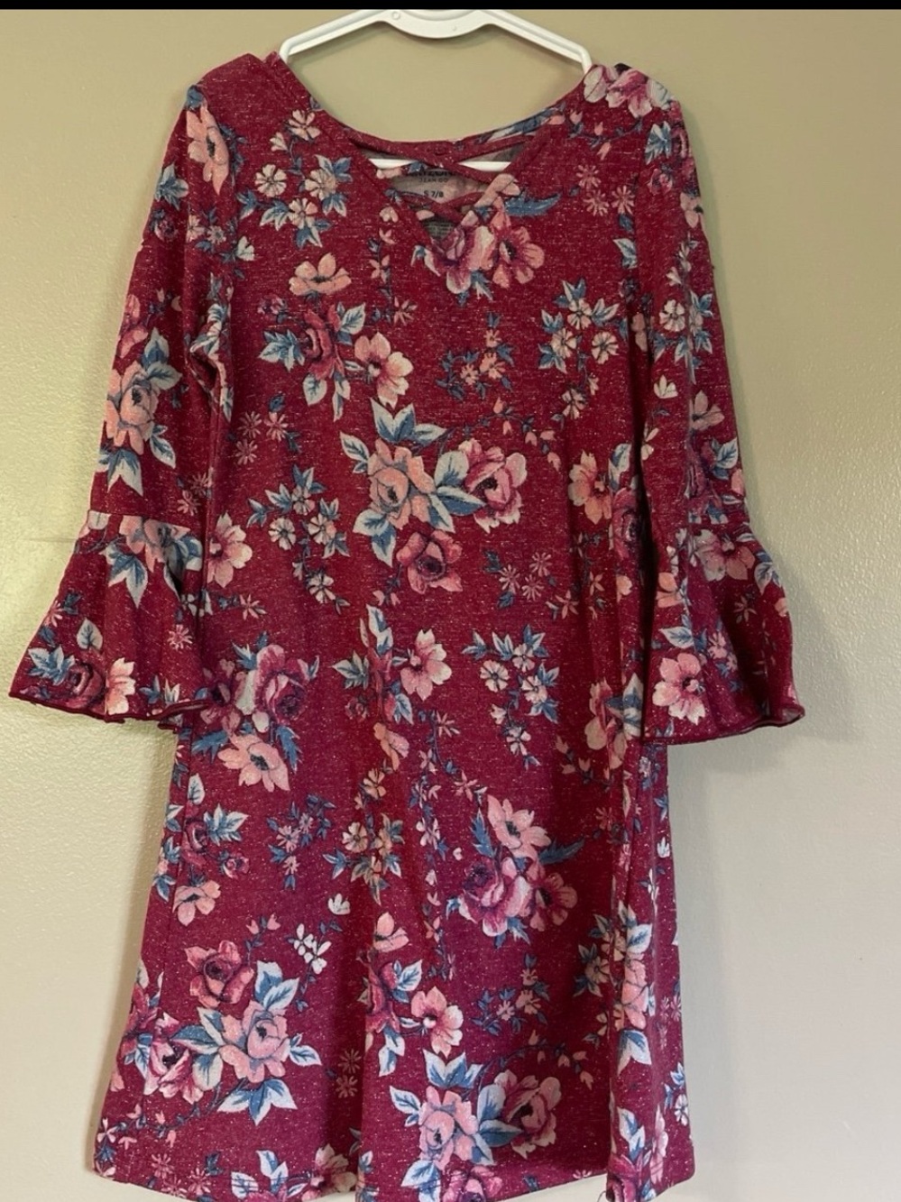 Arizona Jean Company Girls Floral Bell Sleeve Dress size small